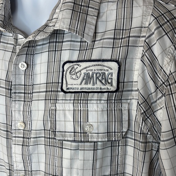 American Rag White and Gray Casual Button Down Shirt - Picture 5 of 8